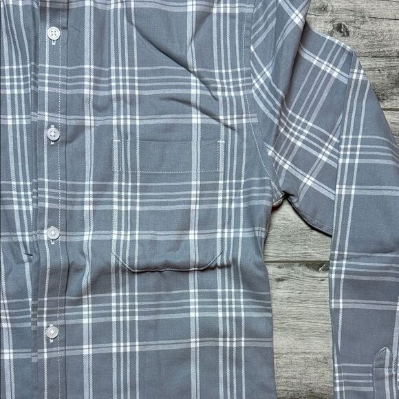 ASOS Men's Gray Plaid Button-Down Shirt - Picture 3 of 6